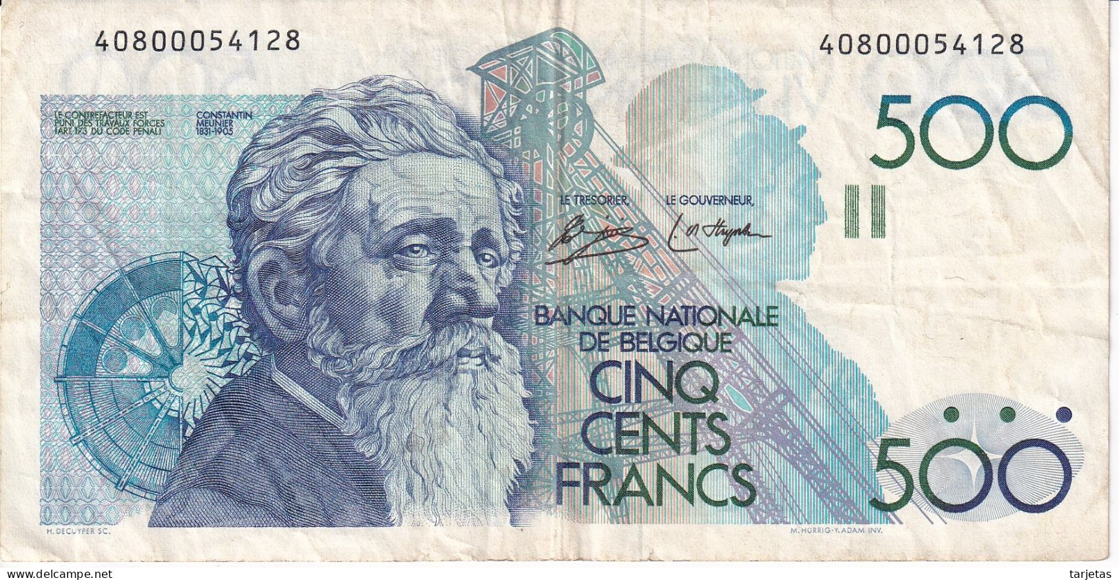 BILLETE DE BELGICA DE 500 FRANCS DEL AÑO 1986 DIFERENTES FIRMAS (BANKNOTE) - 500 Franchi