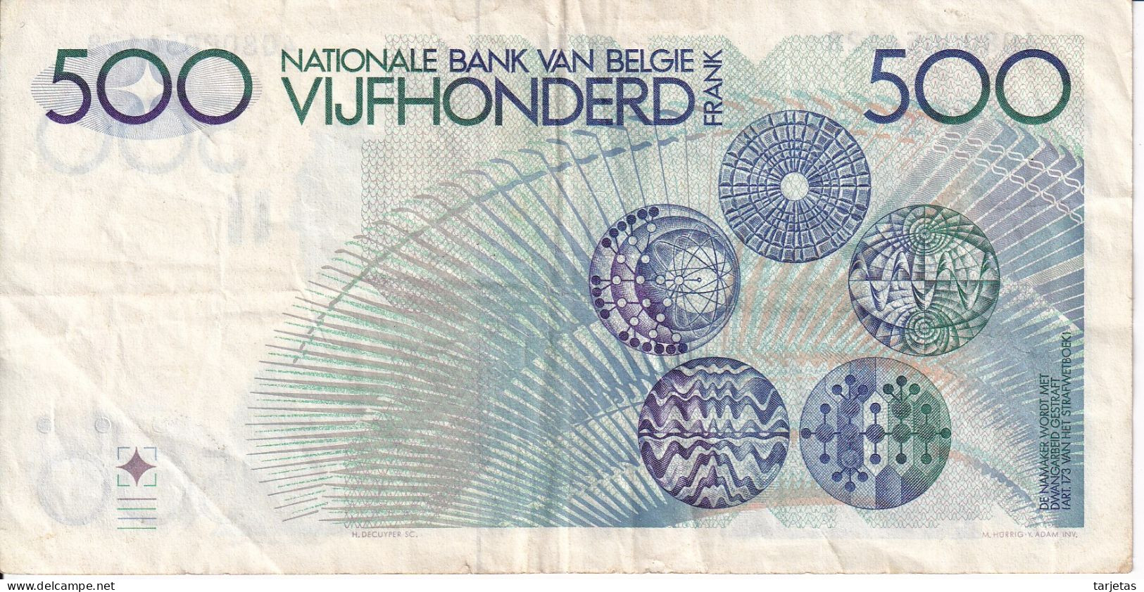 BILLETE DE BELGICA DE 500 FRANCS DEL AÑO 1986 DIFERENTES FIRMAS (BANKNOTE) - 500 Frank