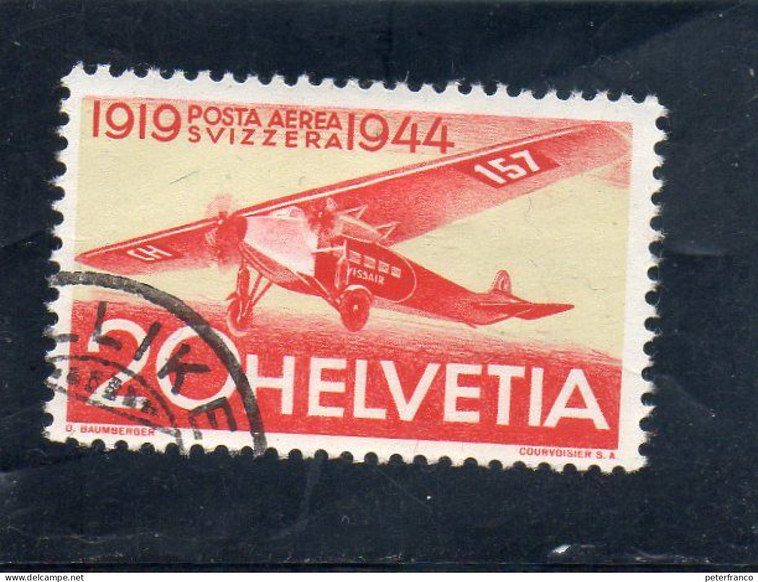 1944 Svizzera - 25 Anni Della Posta Aerea Svizzera - Oblitérés