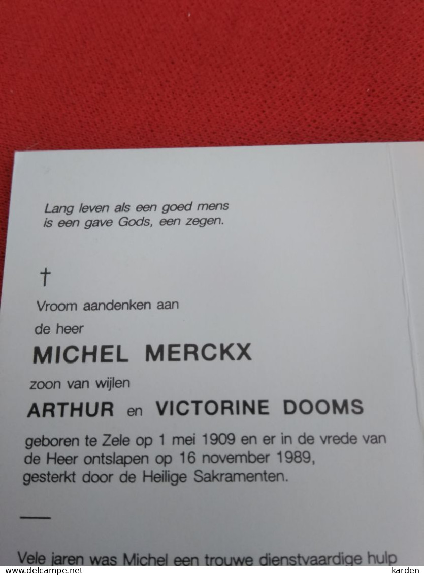 Doodsprentje Michel Merckx / Zele 1/5/1909 - 16/11/1989 ( Z.v. Arthur Merckx En Victorine Dooms ) - Religion & Esotérisme