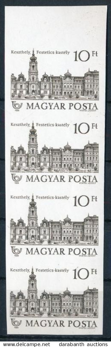 (*) 1989 Kastélyok (III.) 10Ft ívszéli Vágott 4-es Csík Gumi Nélküli Próbanyomat, Ritka Kínálat! RRR! - Sonstige & Ohne Zuordnung