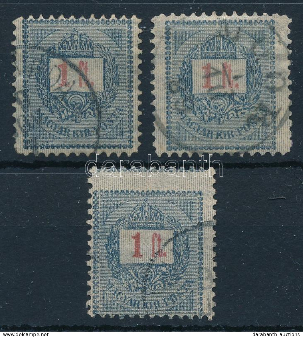 O 1889 3 Db Elfogazott / Képbe Fogazott 1Ft - Other & Unclassified