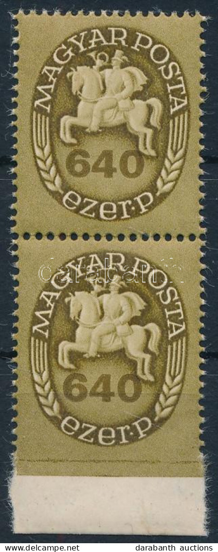 ** 1946 Lovasfutár 640 Ezer P Függőleges ívszéli Pár, Alul Fogazatlan - Other & Unclassified