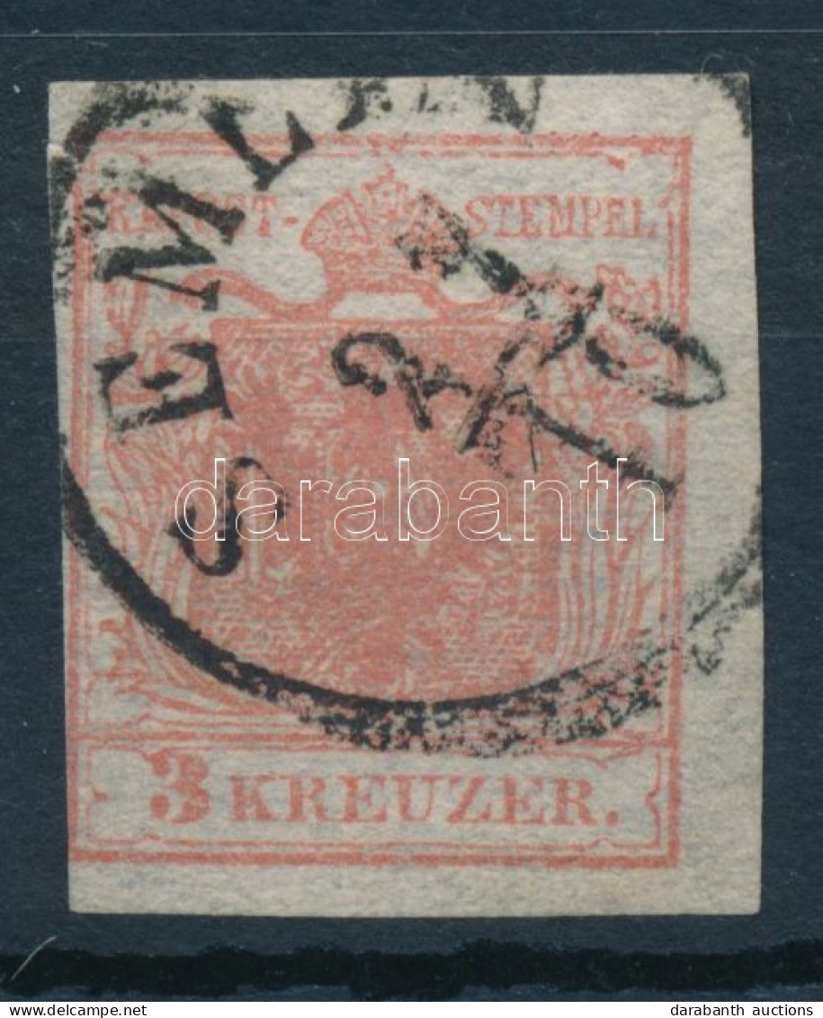 O 1850 3kr HP I. Kiemelt Középrész "SEML(IN)" - Altri & Non Classificati