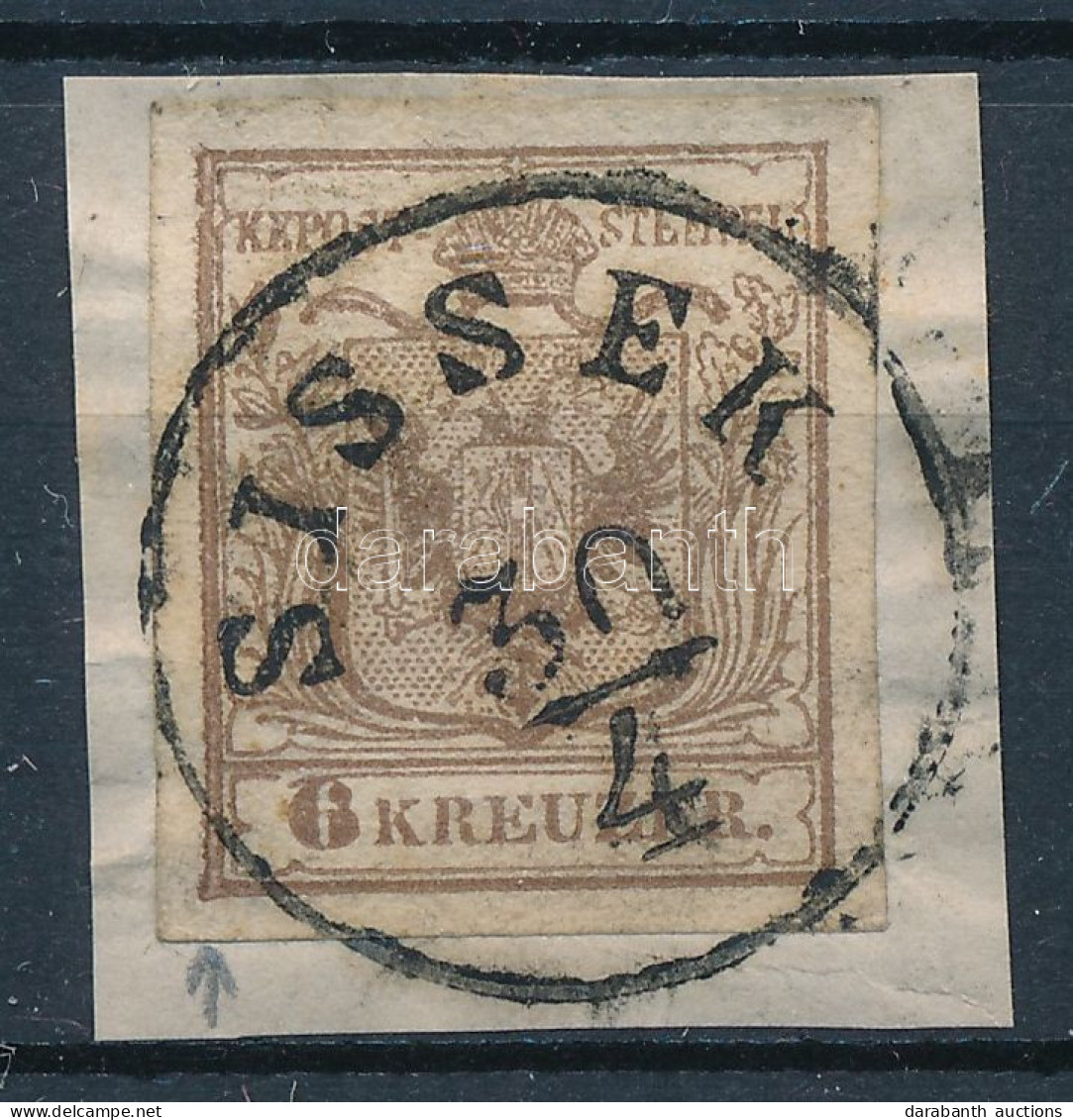 1850 6kr HP I Vízjeles, ívszéli Nyomat, Lemezhiba "SISSEK" - Autres & Non Classés