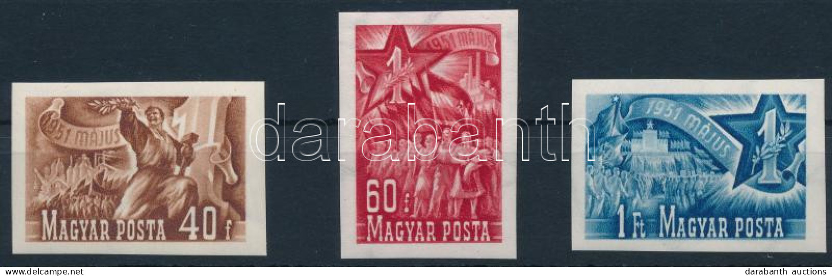 ** 1951 Május 1. (II.) Vágott Sor (9.000) (60f Képoldalán Halvány Fekete Csíkok / Light Black Stripes) - Andere & Zonder Classificatie