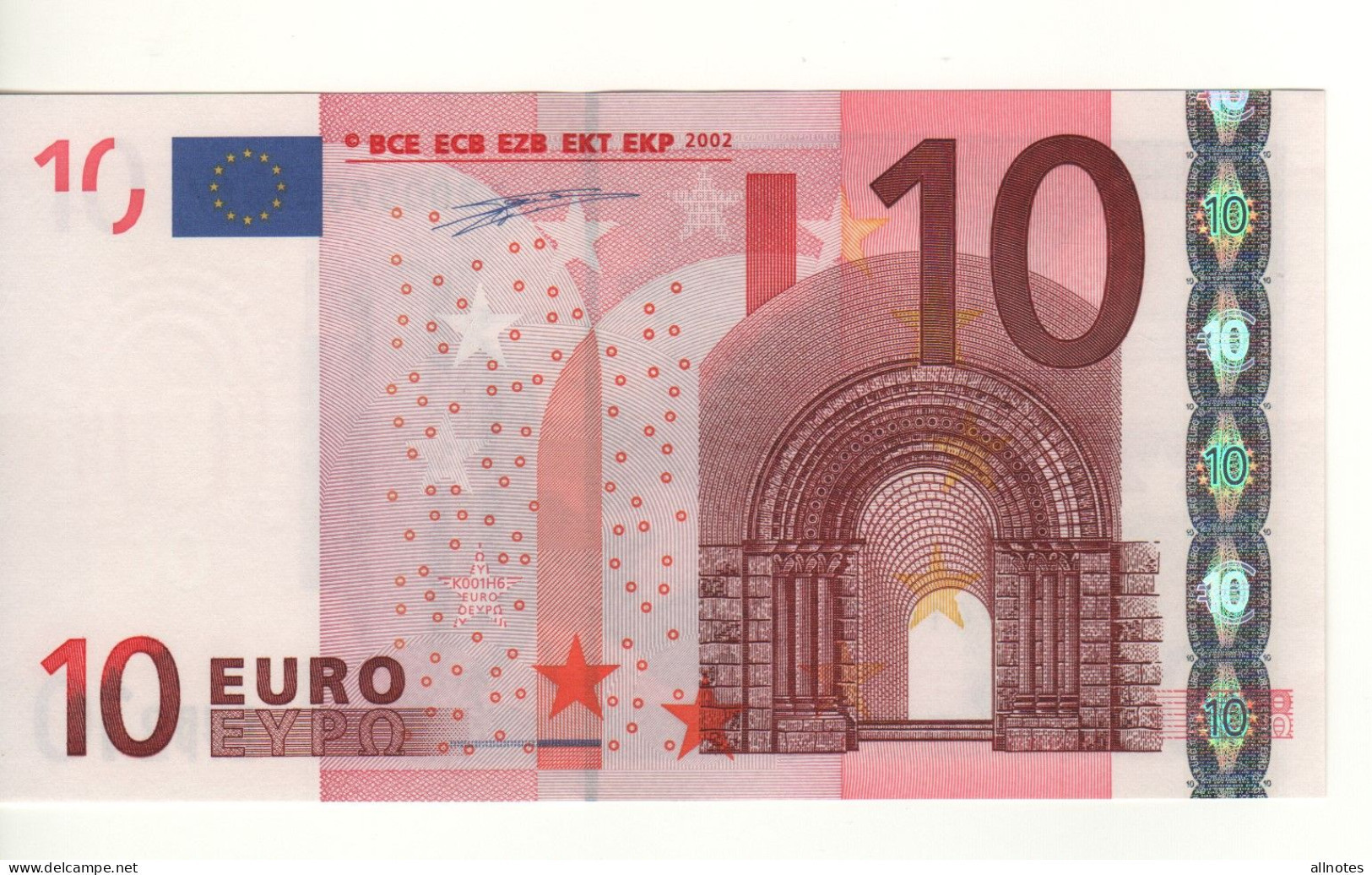 10 EURO  "T" Irlanda    Firma Duisenberg    K 001 H6   /  FDS - UNC - 10 Euro