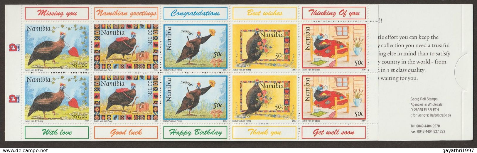 Namibia 1997 Birds And Greetings Booklet Mint Good Condition (N-2) - Kiwi