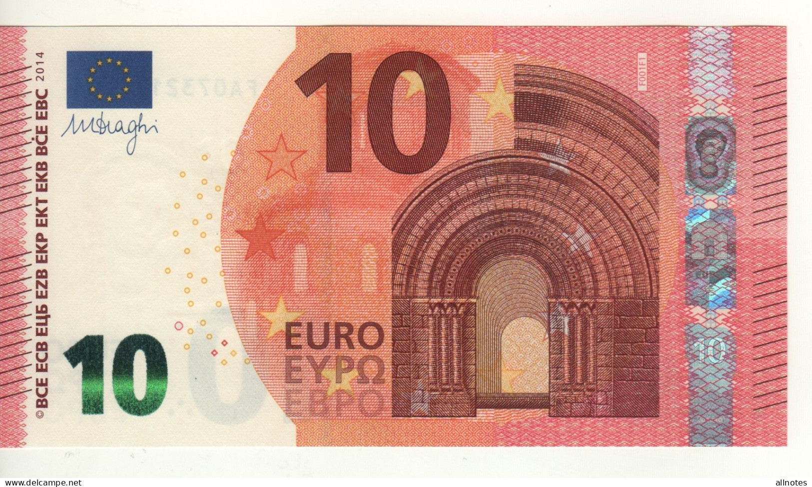 10 EURO   Firma  DRAGHI   F 001 F1    FA0732139614  /  FDS - UNC - 10 Euro