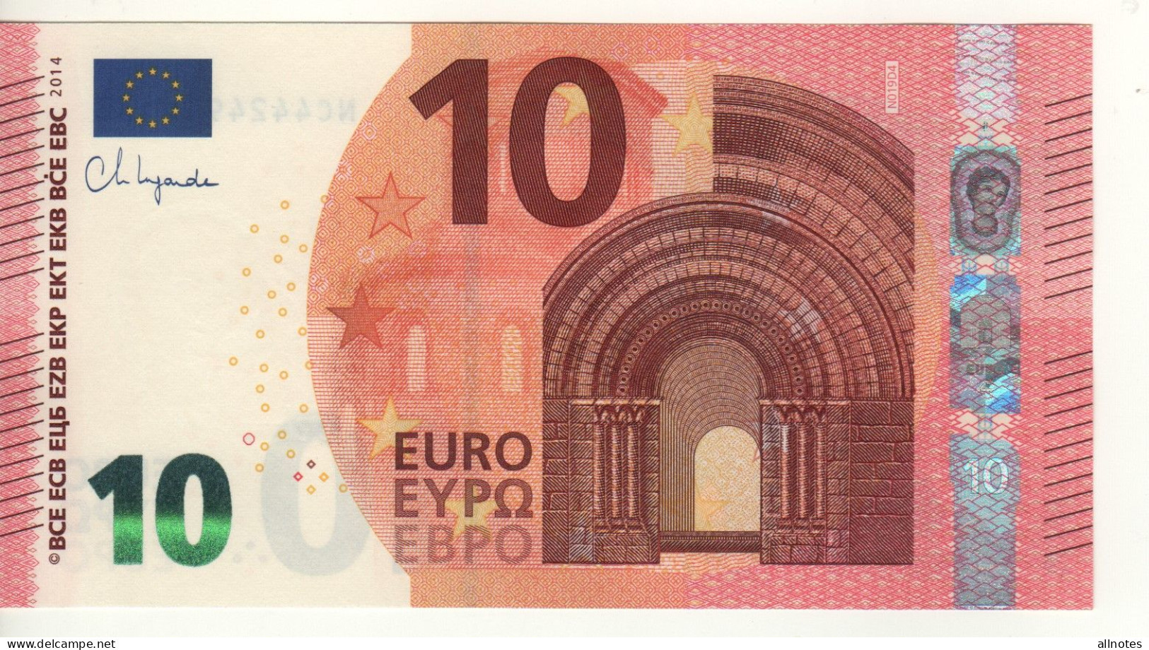 10 EURO  "Austria"   Firma  Ch.Lagarde   N 019 D4   NC4424914178  /  FDS - UNC - 10 Euro