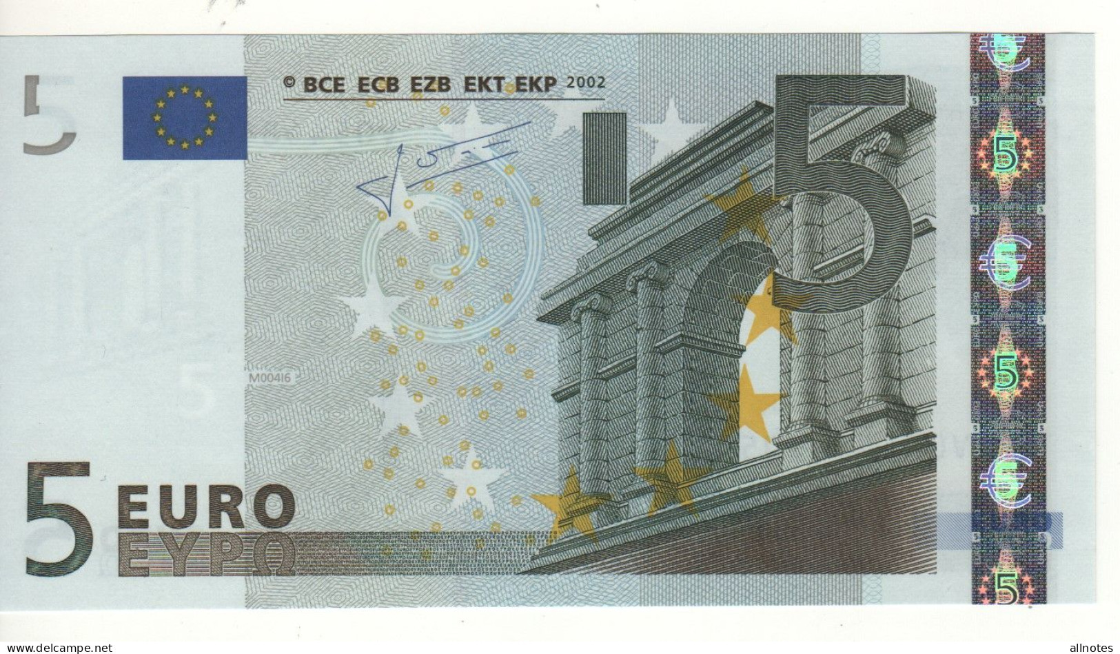 5 EURO  "V"   SPAGNA   Firma Trichet   M 004 I6   /  FDS - UNC - 5 Euro