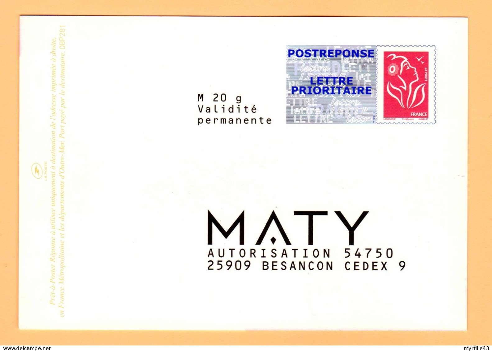 PAP Réponse Maty - Neuf - 08P281 - PAP: Antwort/Lamouche