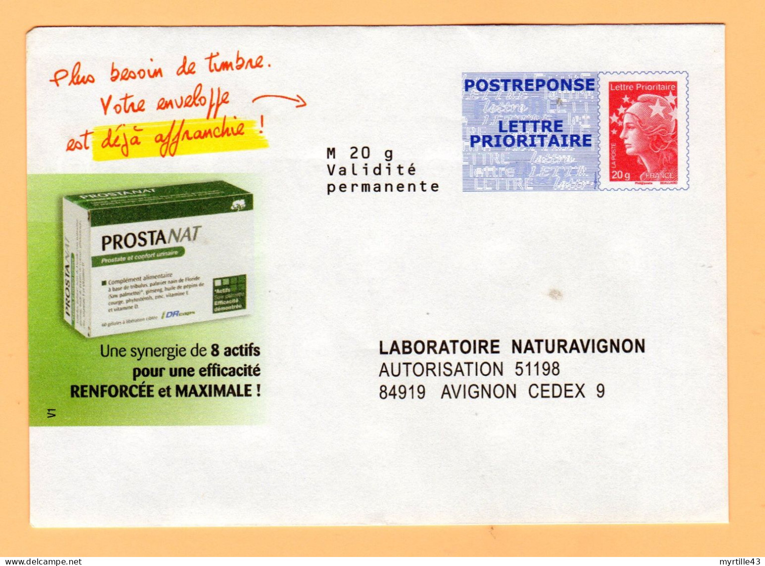 PAP Réponse Naturavignon - Neuf - 11P470 - Avec Quelques Taches - PAP: Ristampa/Beaujard