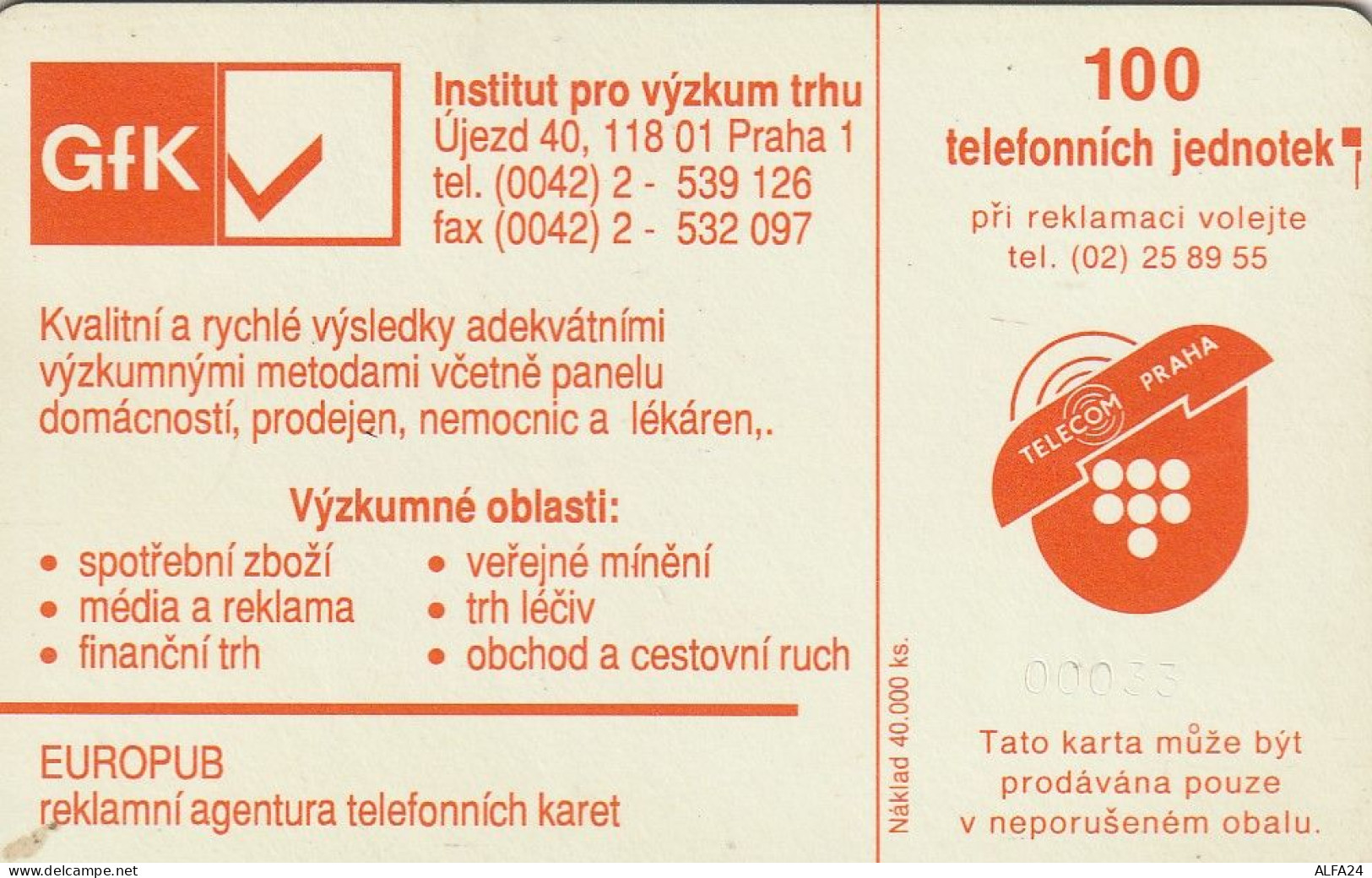 PHONE CARD REPUBBLICA CECA  (E3.21.5 - República Checa