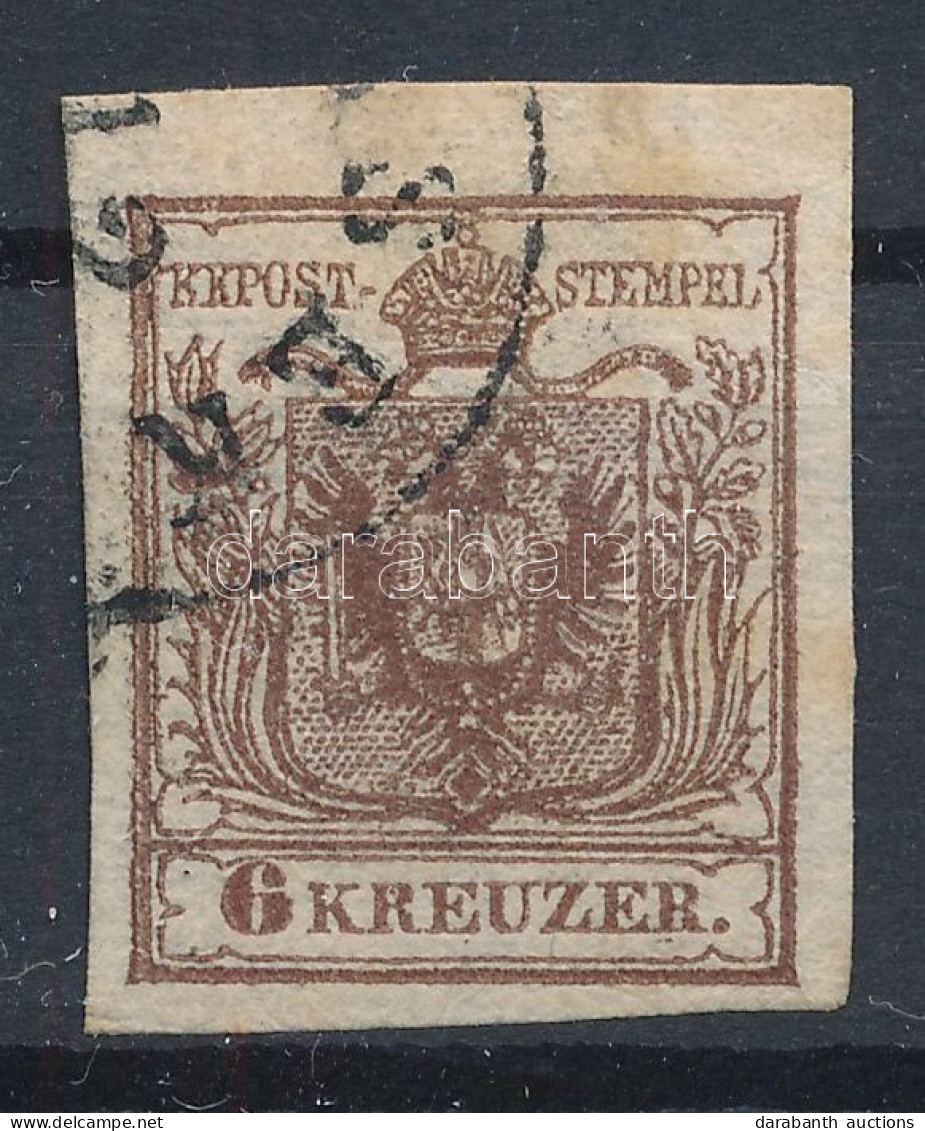 O 1850 6kr HP III Gesztenyebarna, ívszéli Nyomat "(SIS)SEK" Certificate: Steiner - Autres & Non Classés