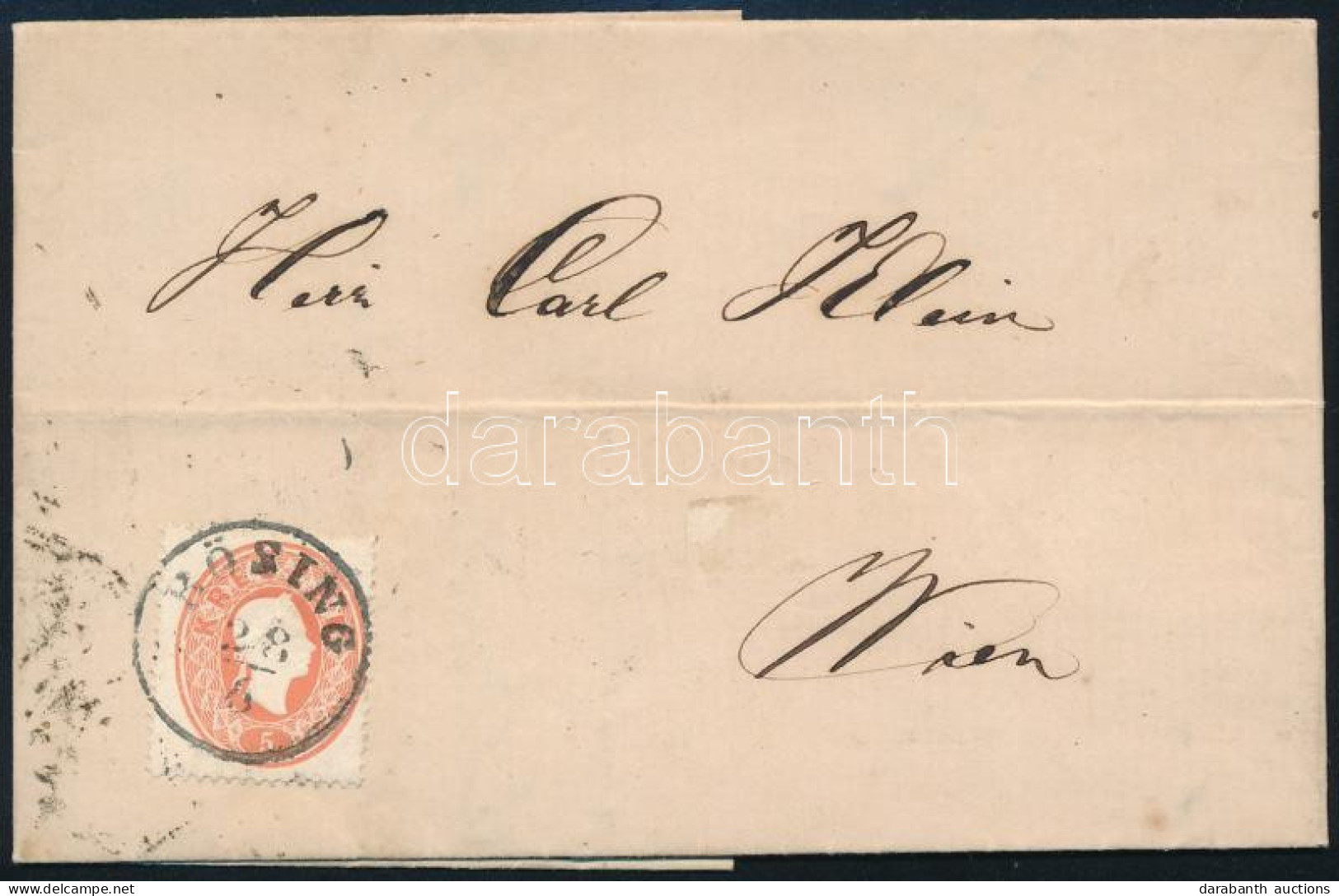 1862 5kr Levélen / On Cover "BÖSING" - Wien - Other & Unclassified