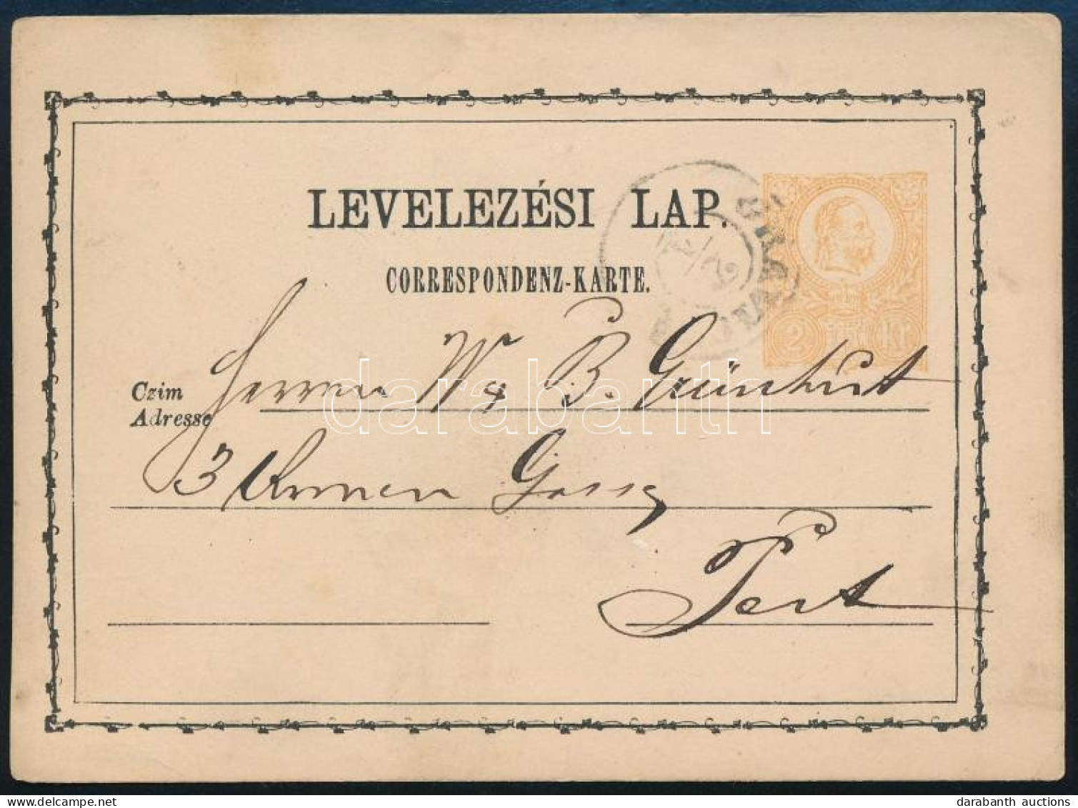 ~1872 2kr Díjjegyes Levelezőlap "ORAVICZA" - Otros & Sin Clasificación