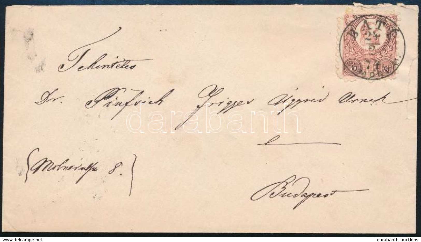 1874 5kr Levélen "BATÉ / SOMOGY M." - Budapest - Andere & Zonder Classificatie