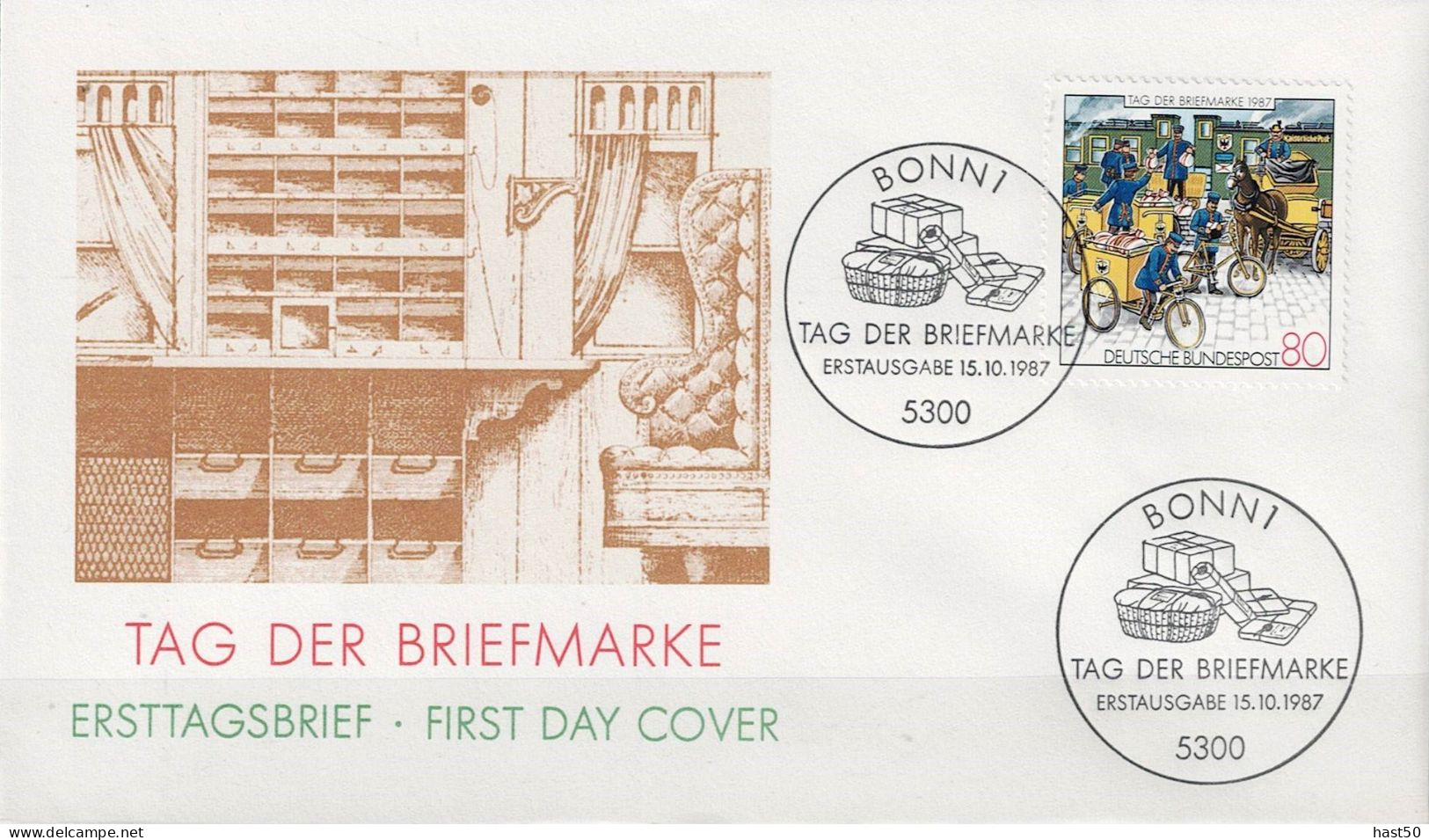 BRD FRG RFA -  Tag Der Briefmarke (Mi.Nr. 1337) 1987 - Illustrierter FDC - 1981-1990