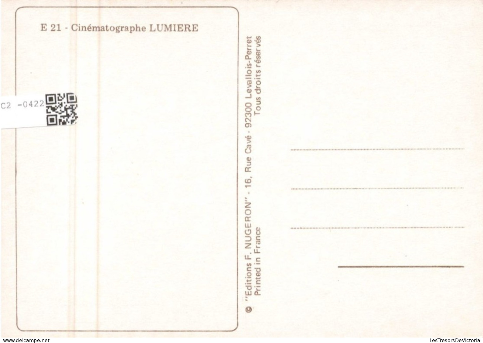 PUBLICITE - Cinématographe Lumière - Carte Postale Ancienne - Werbepostkarten
