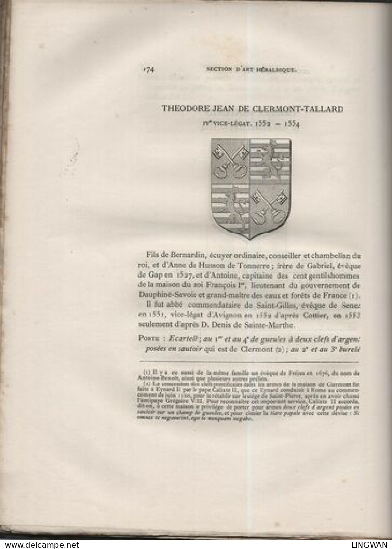 Armorial Historique Du Diocèse Et De L'Etat D'Avignon - Libri & Software