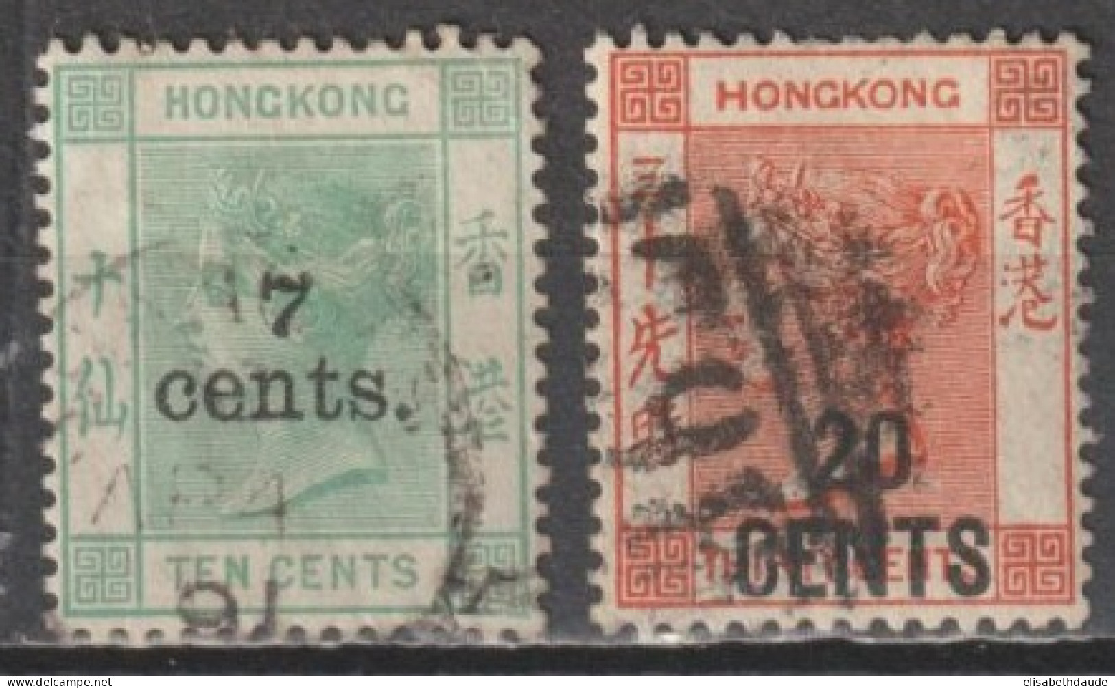 HONG KONG (CHINA) - 1885 - YVERT N°46+48 OBLITERES - COTE 2020 = 22.5 EUR - Gebraucht