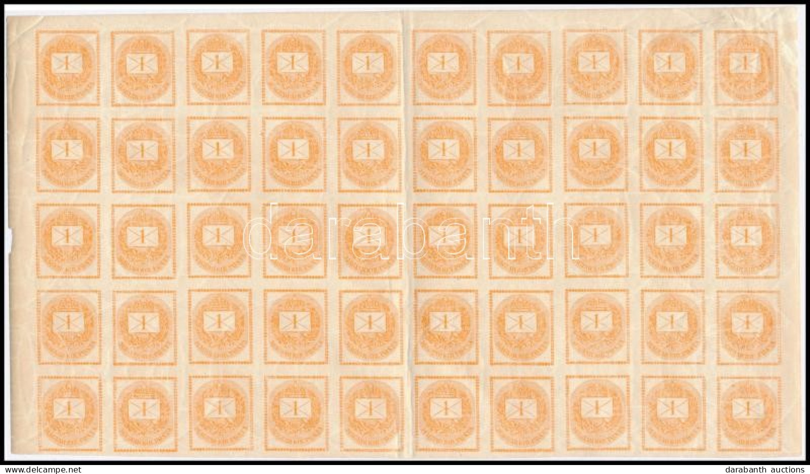 ** 1898 Hírlapbélyeg 50-es ívdarab Lemezhibákkal, Javításokkal / Newspaper Stamp Block Of 50, Plate Flaws, Retouches - Other & Unclassified