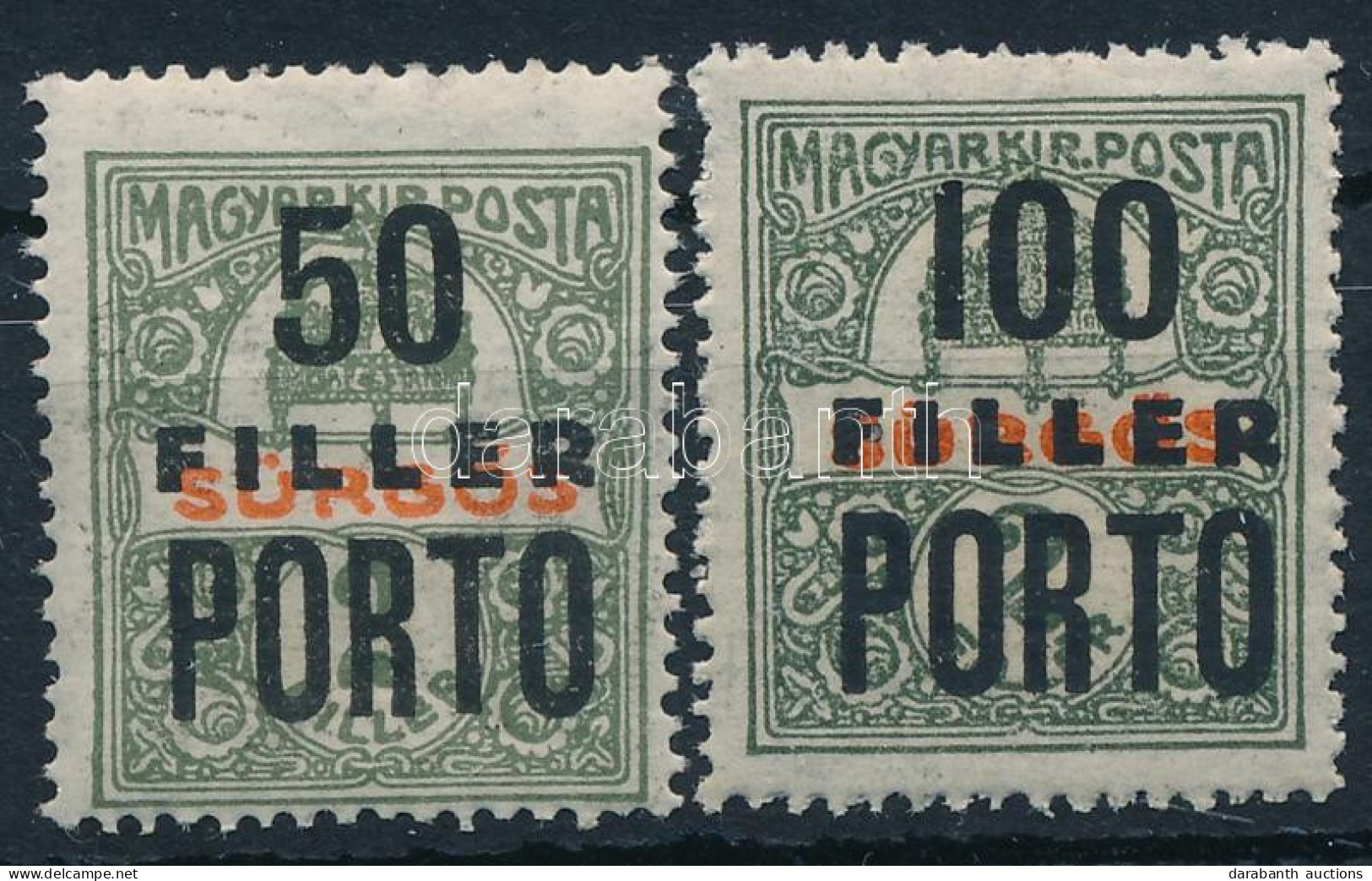 ** 1918 Portó Magán Felülnyomás Sürgős Bélyegen 50f/2f és 100f/2f. Ritkaság! - Sonstige & Ohne Zuordnung