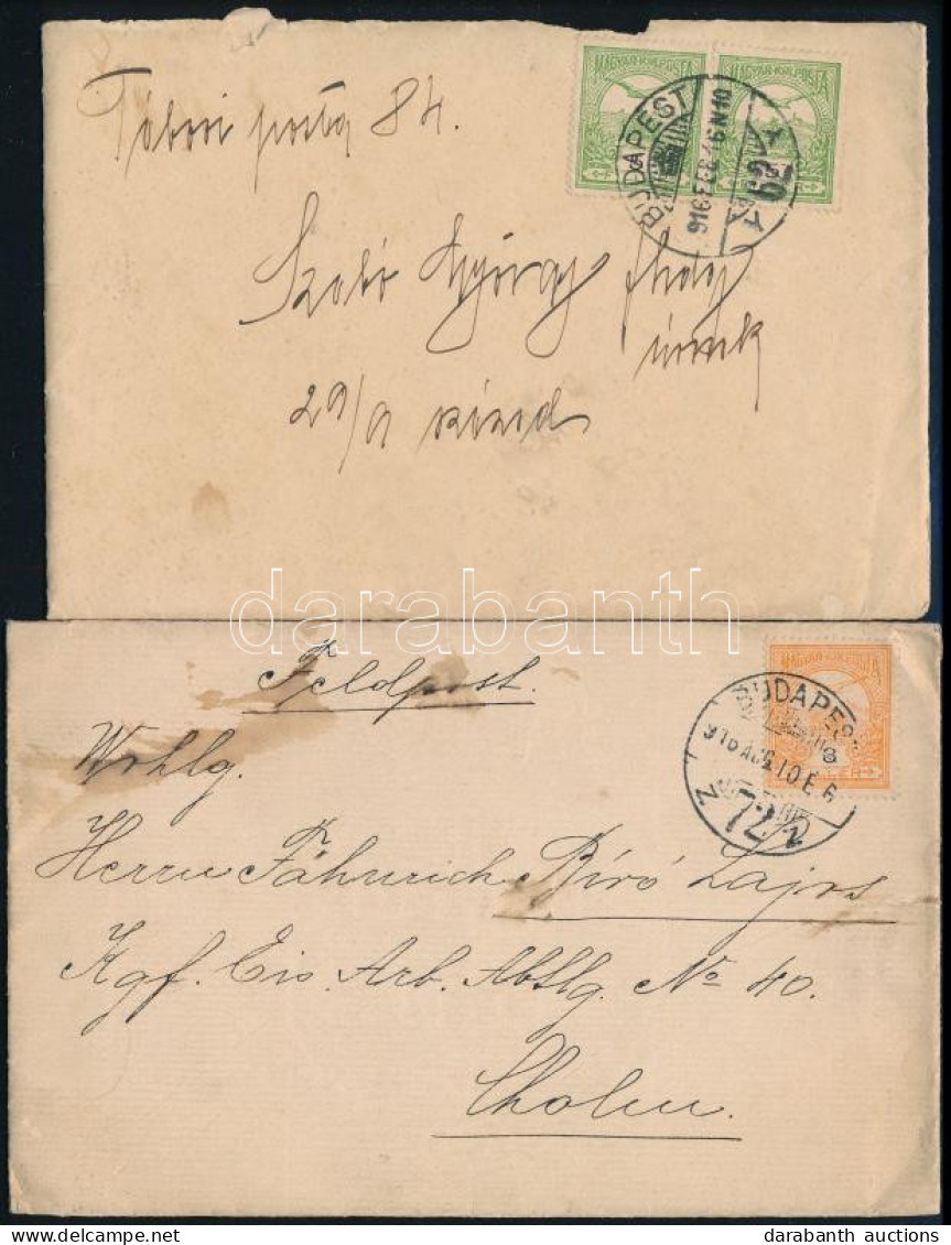 1916 2 Db Tábori Posta Levél Turul Bélyegekkel Bérmentesítve - Other & Unclassified