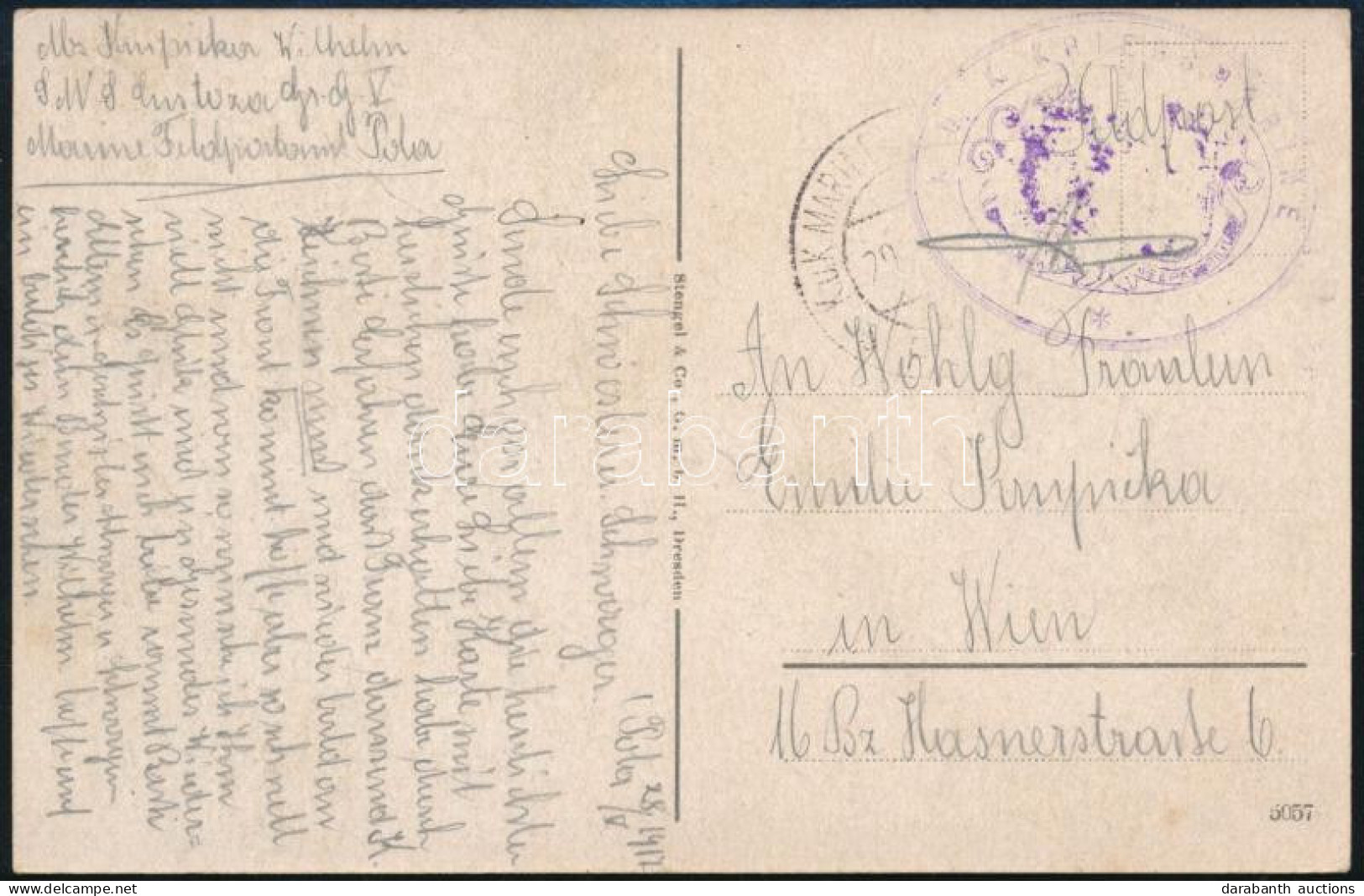 1917 Tábori Posta Képeslap Az S.M.S. Custoza Hajóról - Sonstige & Ohne Zuordnung