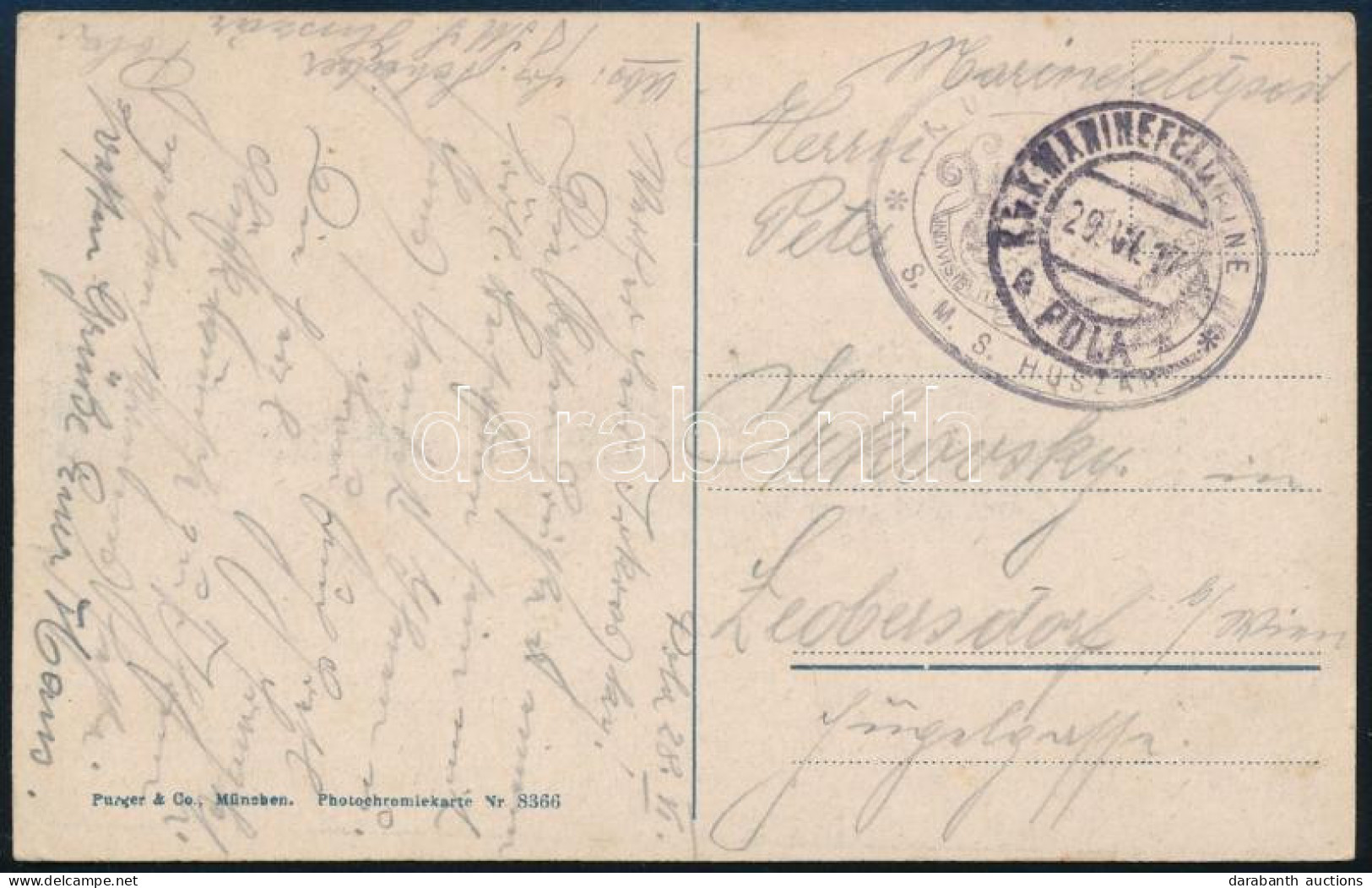 1917 Tábori Posta Képeslap "S.M.S. HUSZÁR" - Altri & Non Classificati