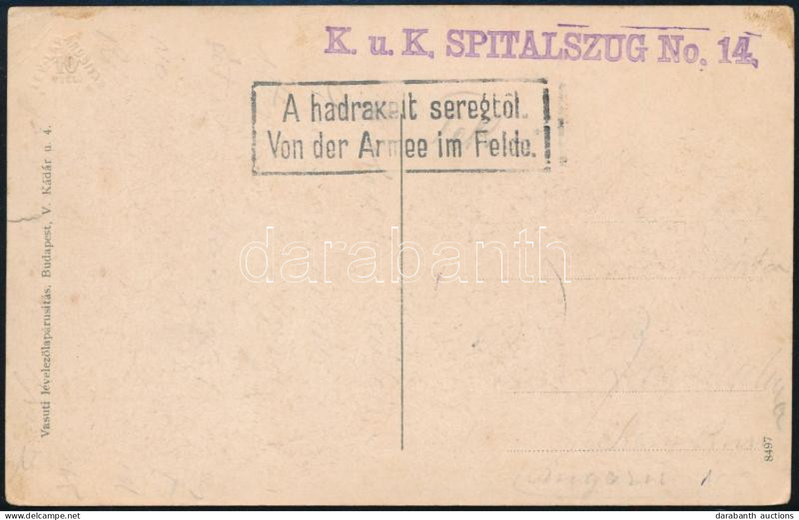 ~1916 Tábori Posta Képeslap "K.u.K. SPITALSZUG No.14." - Altri & Non Classificati