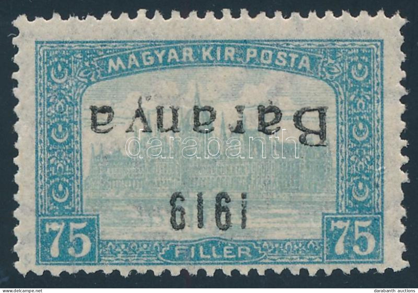 ** Baranya I. 1919 Parlament 75f Fordított Felülnyomással, Bodor Vizsgálójellel - Other & Unclassified