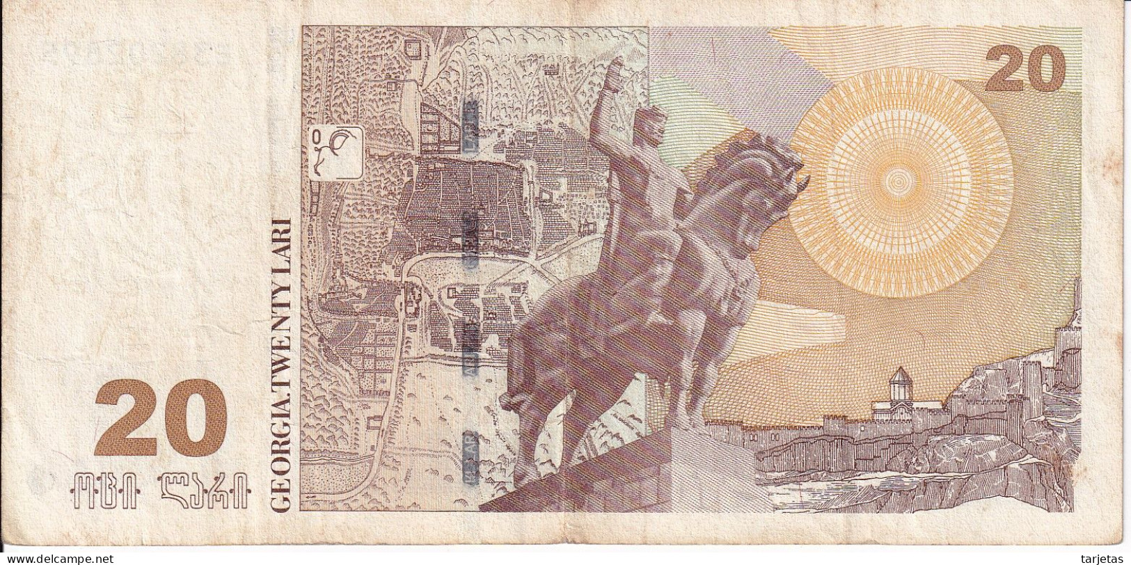 BILLETE DE GEORGIA DE 20 LARI DEL AÑO 2008 (BANKNOTE) - Georgien