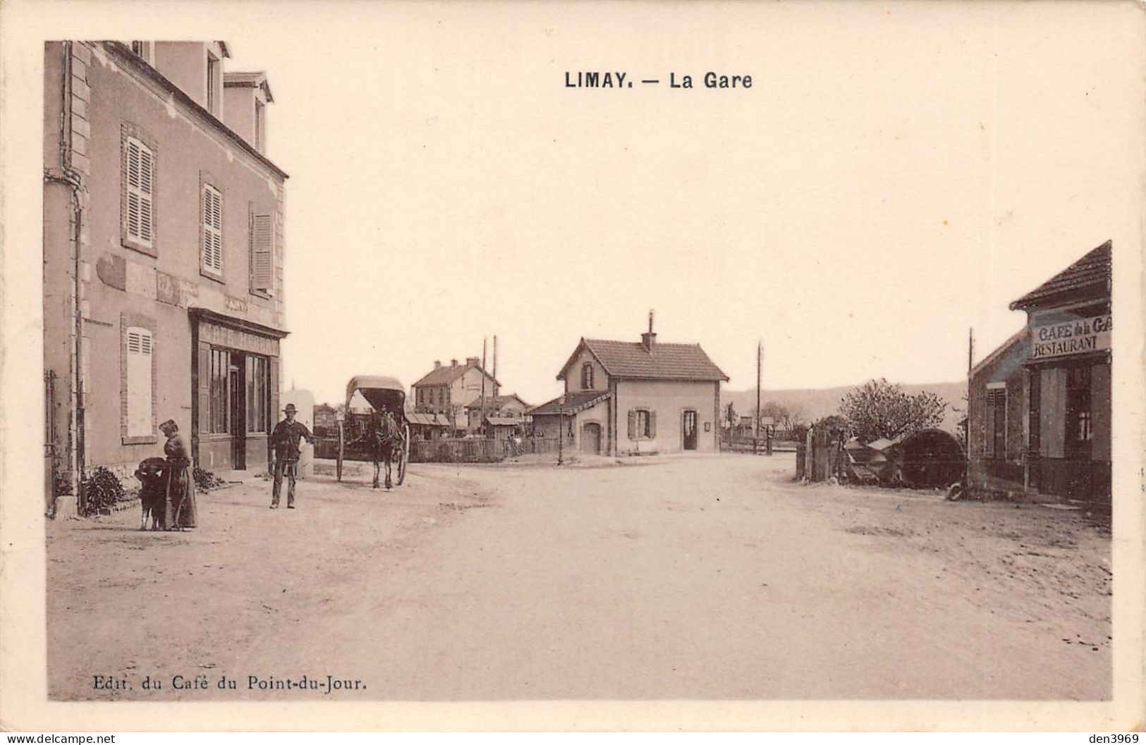 LIMAY (Yvelines) - La Gare - Carte Pelliculée - Voyagé 1913 (2 Scans) Amédée Bonnel, 95 Rue Des Sorins à Montreuil - Limay