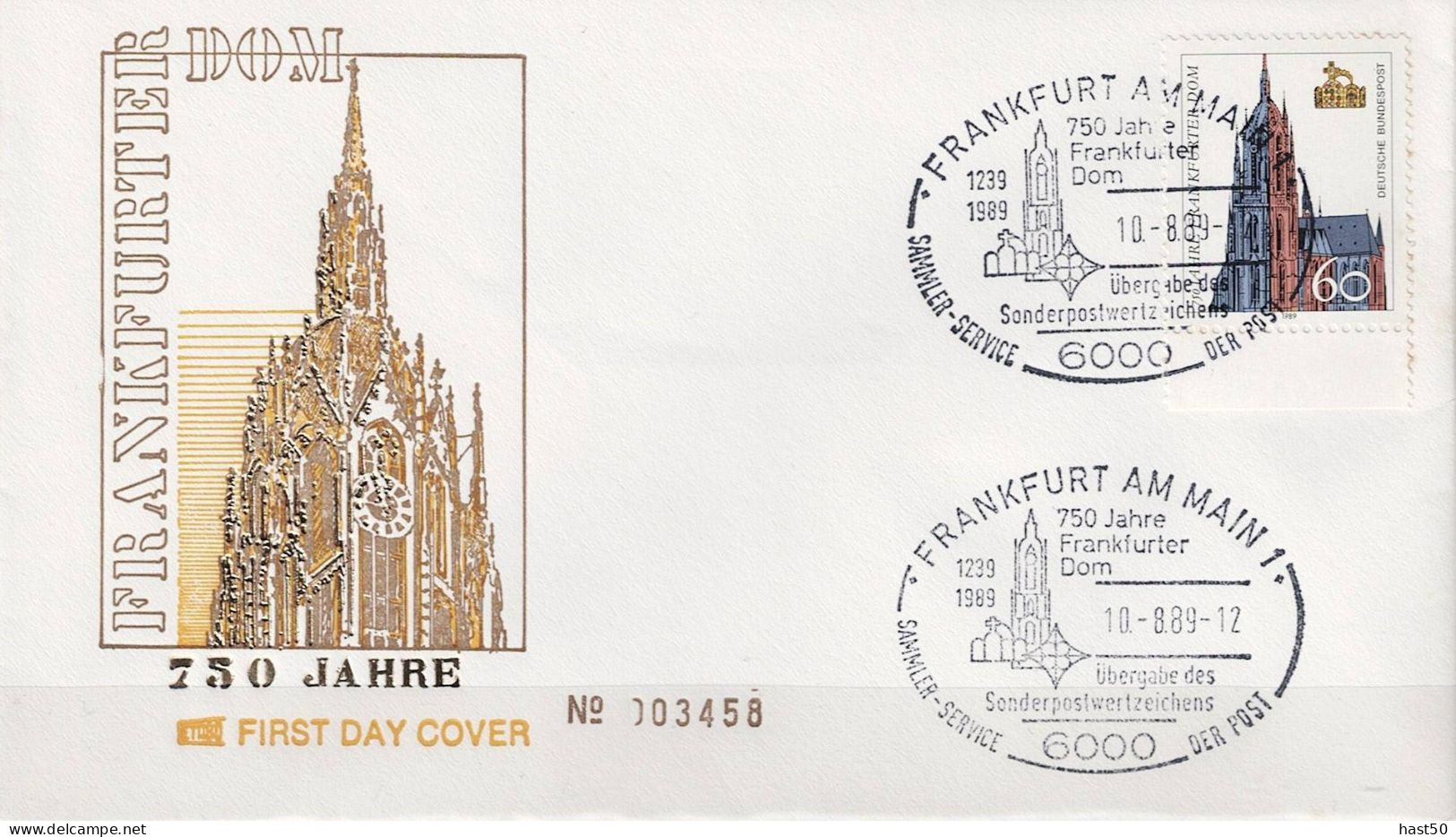 BRD FRG RFA - 750 Jahre Dom FFM (Mi.Nr. 1434) 1989 - Illustrierter FDC - 1981-1990