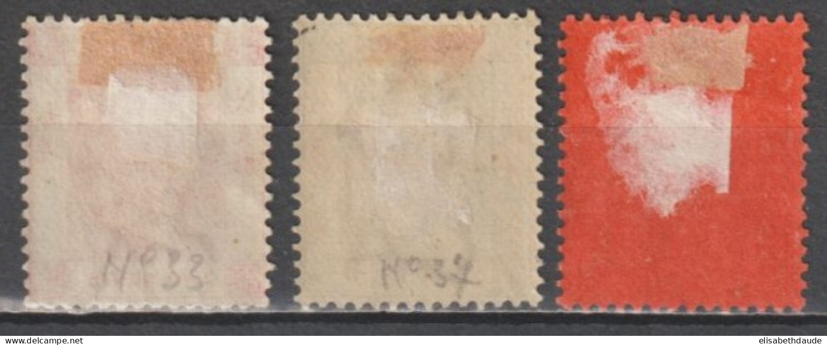 HONG KONG (CHINA) - 1882 - YVERT N°33+37+41 * MH (CHARNIERE FORTE - NO THIN) - FILIGRANE CA - COTE 2020 = 85 EUR - Ungebraucht