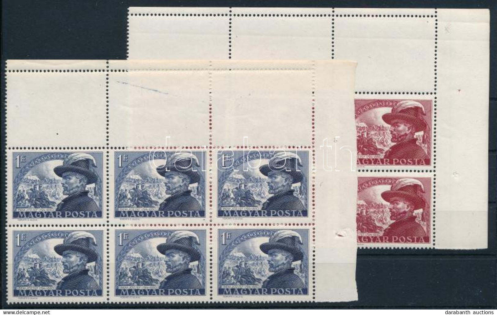 ** 1950 Bem 60f és 1Ft ívsarki 6-os Tömbökben, Felül 3-3 üres Mezővel (12.000++) / Mi 1143-1144 Corner Blocks Of 6 With  - Altri & Non Classificati