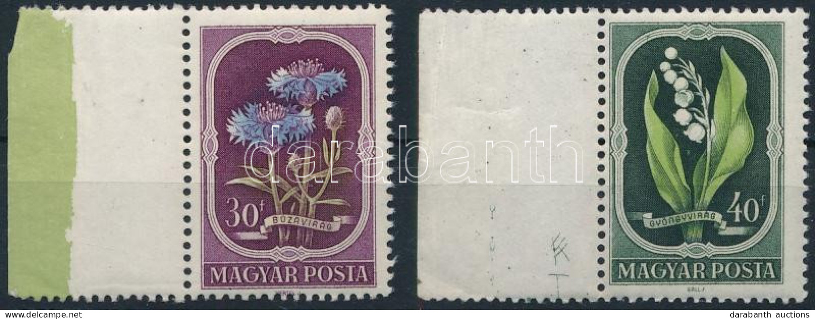 ** 1951 Virág II. 30f és 40f ívszéli Bélyegek, ívszéli Jelzéssel - Other & Unclassified