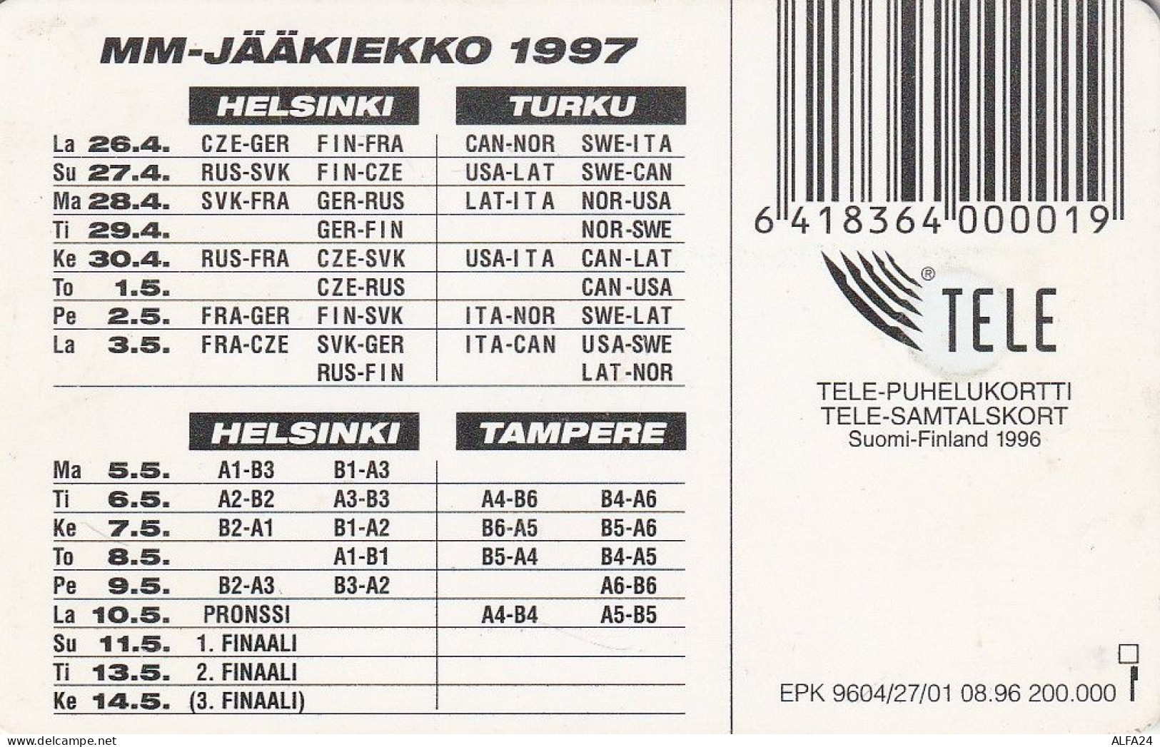 PHONE CARD FINLANDIA  (E4.11.3 - Finlande