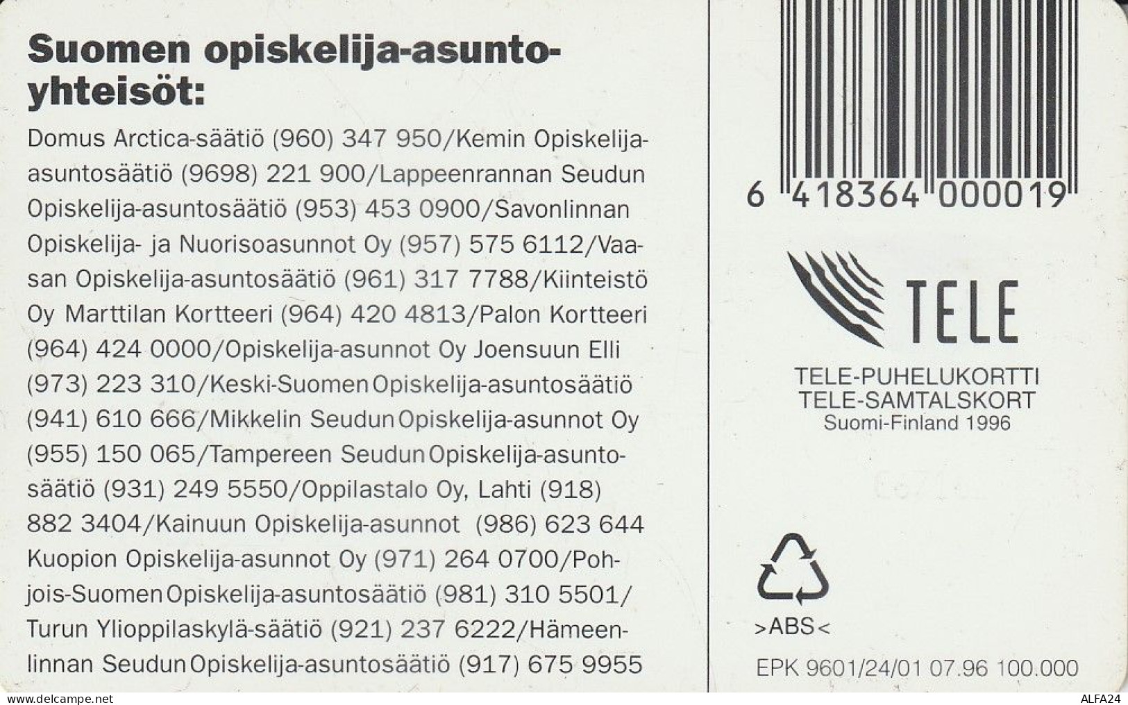 PHONE CARD FINLANDIA  (E4.10.2 - Finlande