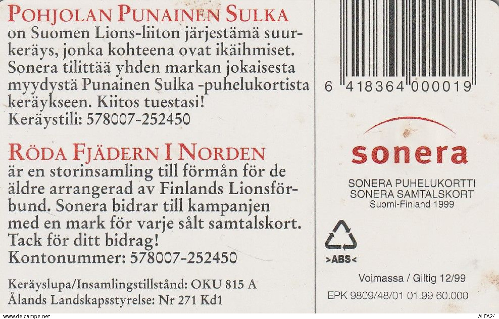 PHONE CARD FINLANDIA  (E4.8.3 - Finland