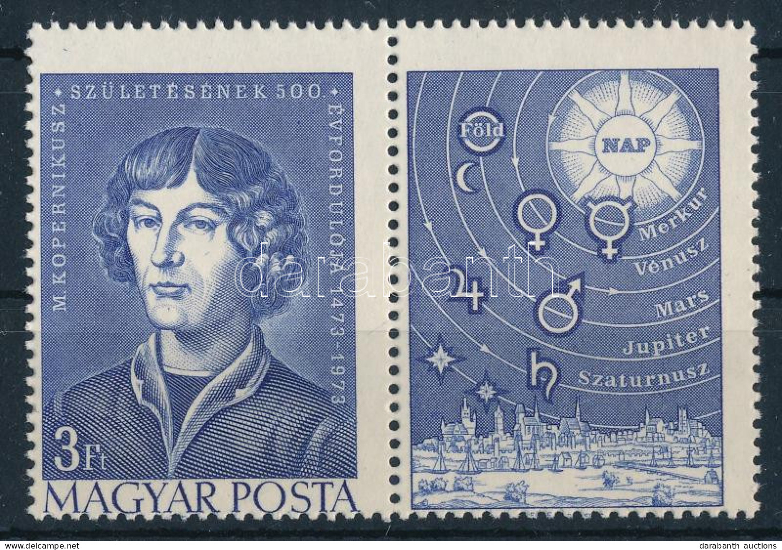** 1973 Kopernikusz Szelvényes Bélyeg Elfogazva - Other & Unclassified