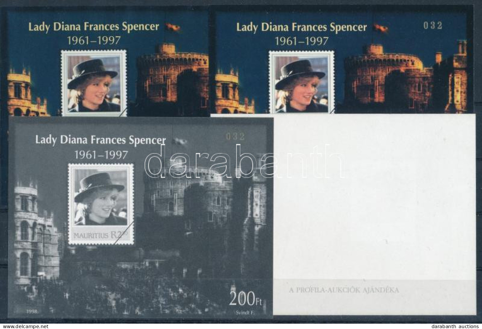 ** 1997/18 Lady Diana Spencer 4 Db-os Emlékív Garnitúra Azonos Sorszámmal (30.000) / Souvenir Sheet Collection With 4 Va - Otros & Sin Clasificación