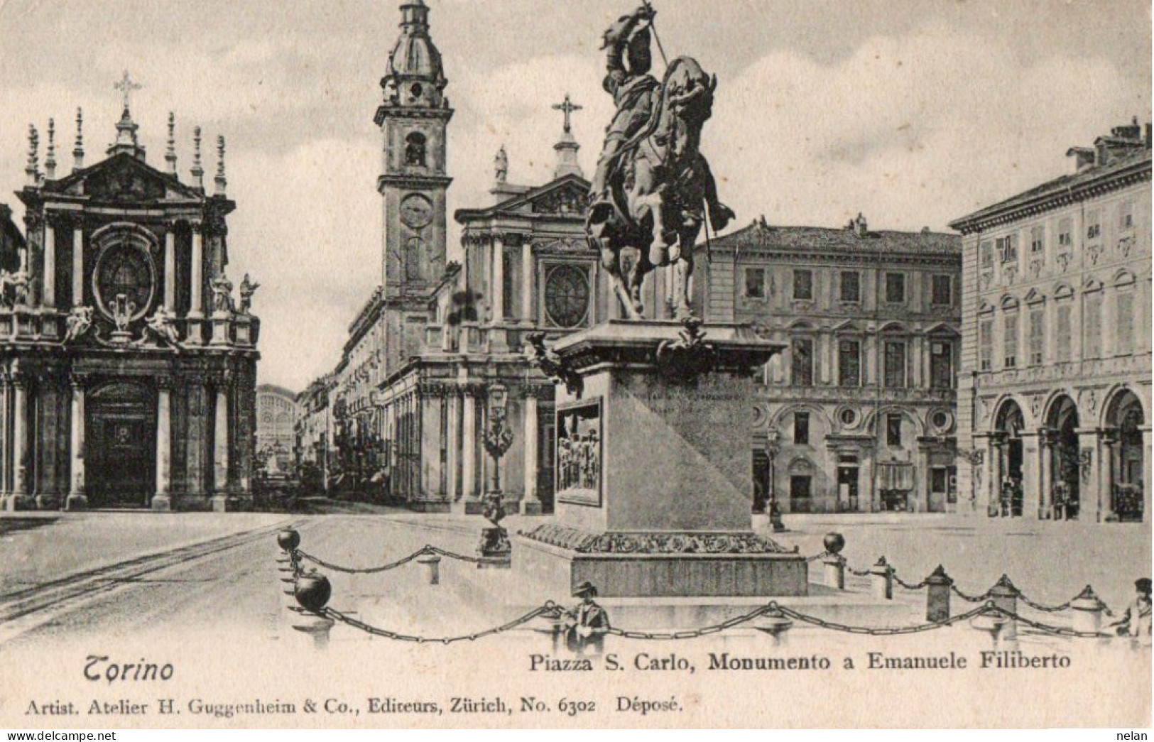 TORINO - PIAZZA S. CARLO MONUMENTO A EMANUELE FILIBERTO - F.P. - Orte & Plätze