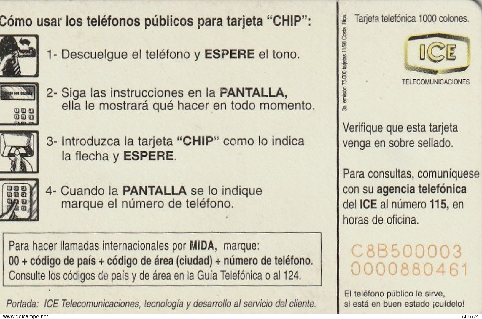 PHONE CARD COSTARICA  (E5.18.3 - Costa Rica