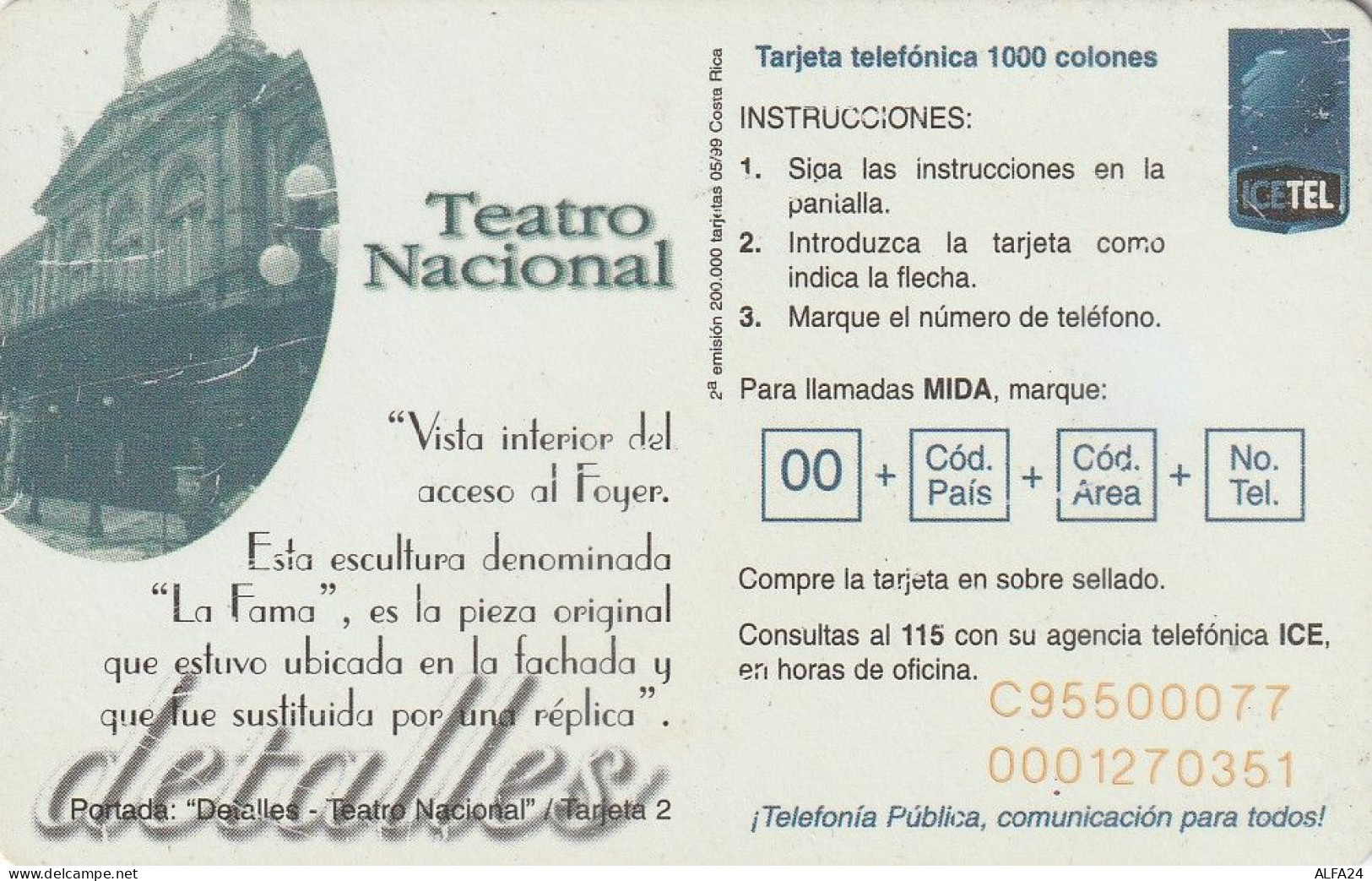 PHONE CARD COSTARICA  (E5.18.4 - Costa Rica