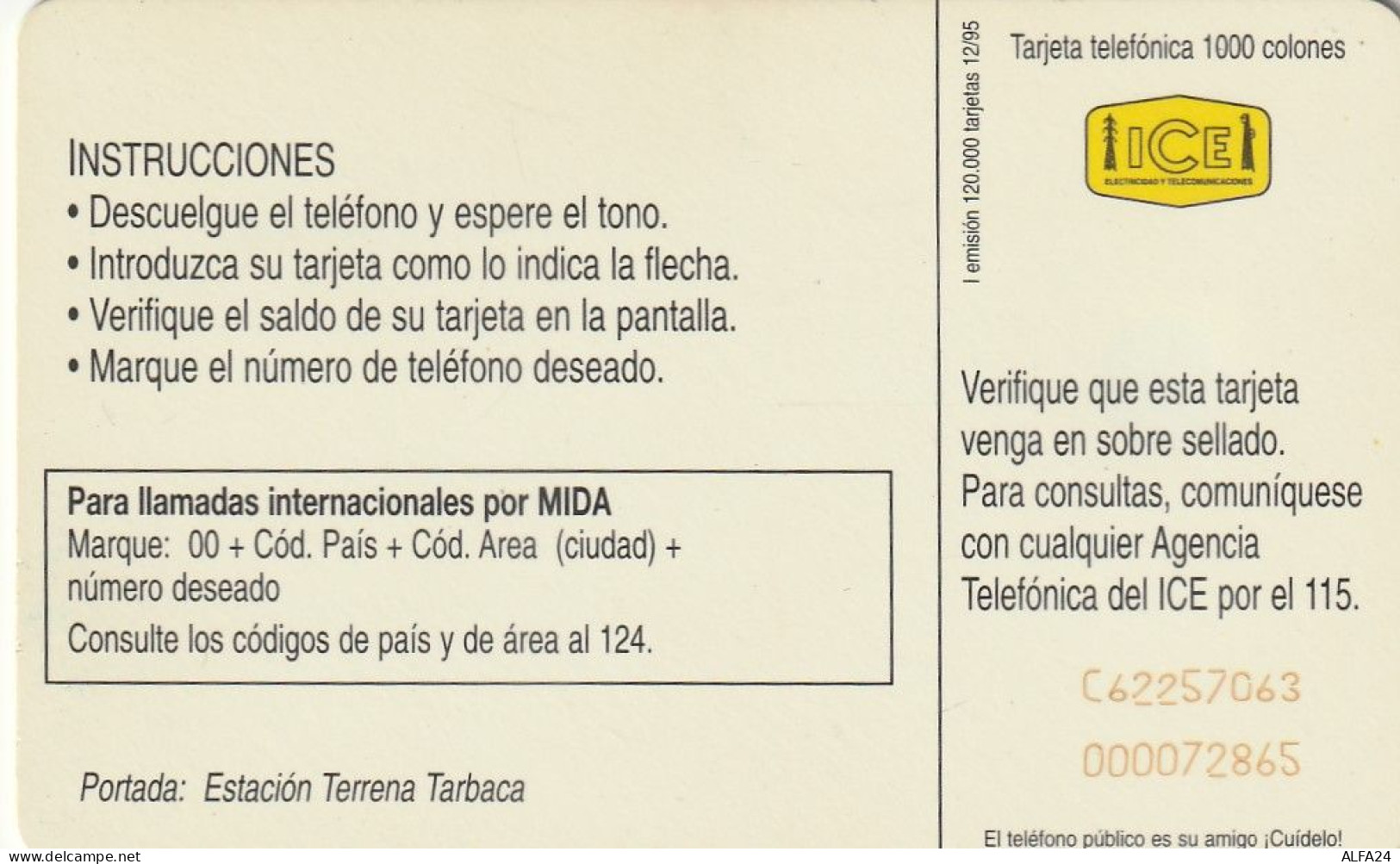 PHONE CARD COSTARICA  (E5.17.8 - Costa Rica