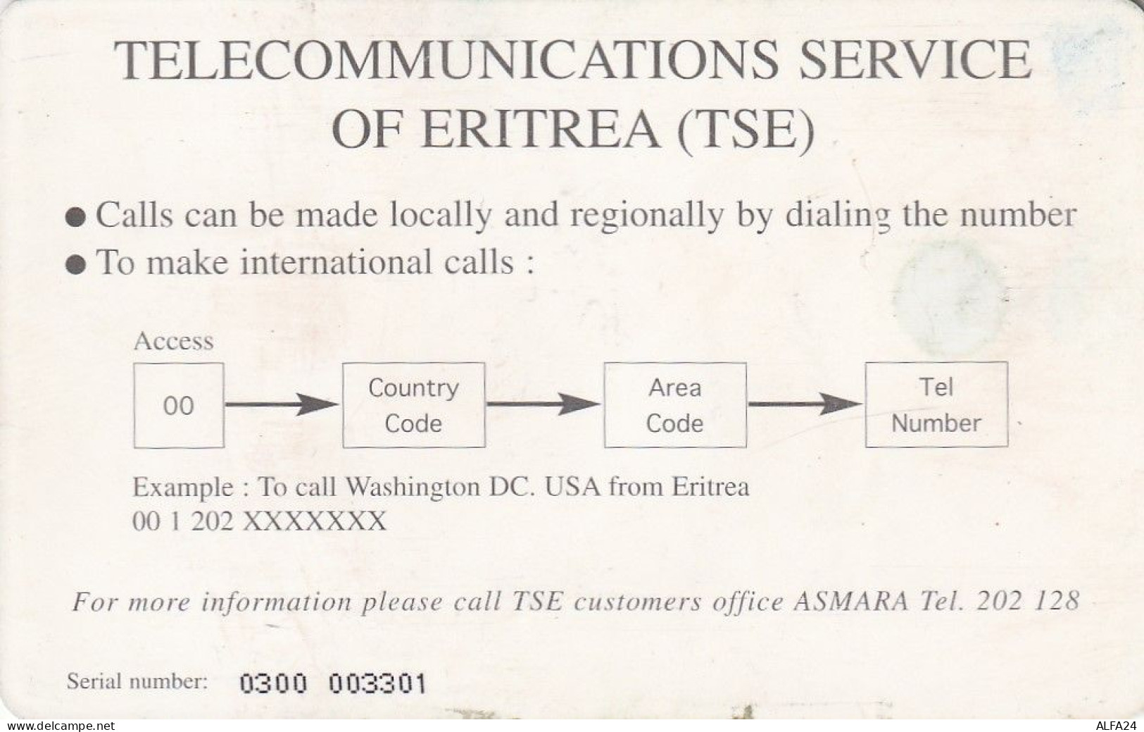 PHONE CARD ERITREA  (E5.17.7 - Erythrée