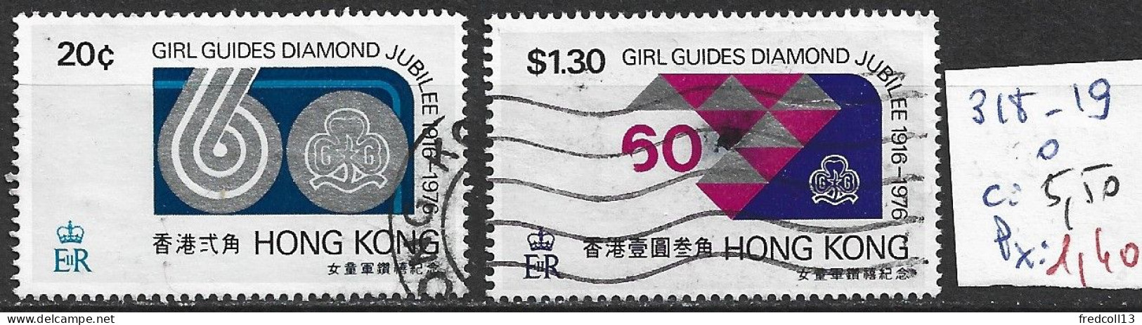 HONG KONG 318-19 Oblitérés Côte 5.50 € - Used Stamps